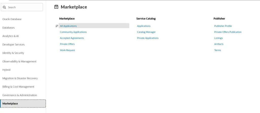 oracle cloud marketplace